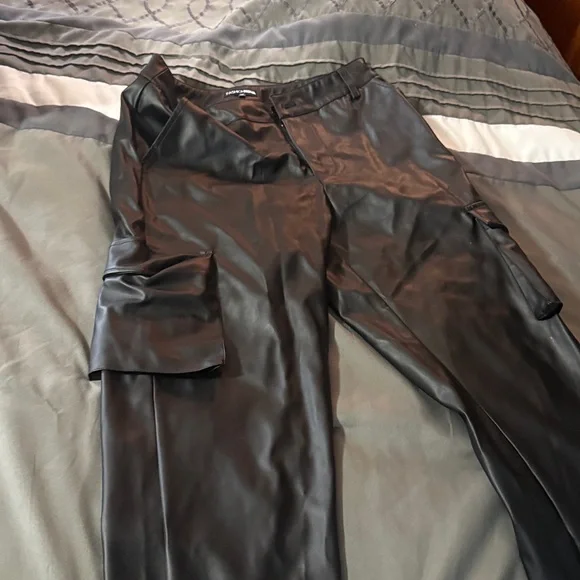 Fashion Nova Black Faux Leather Pants - Picture 2 of 4